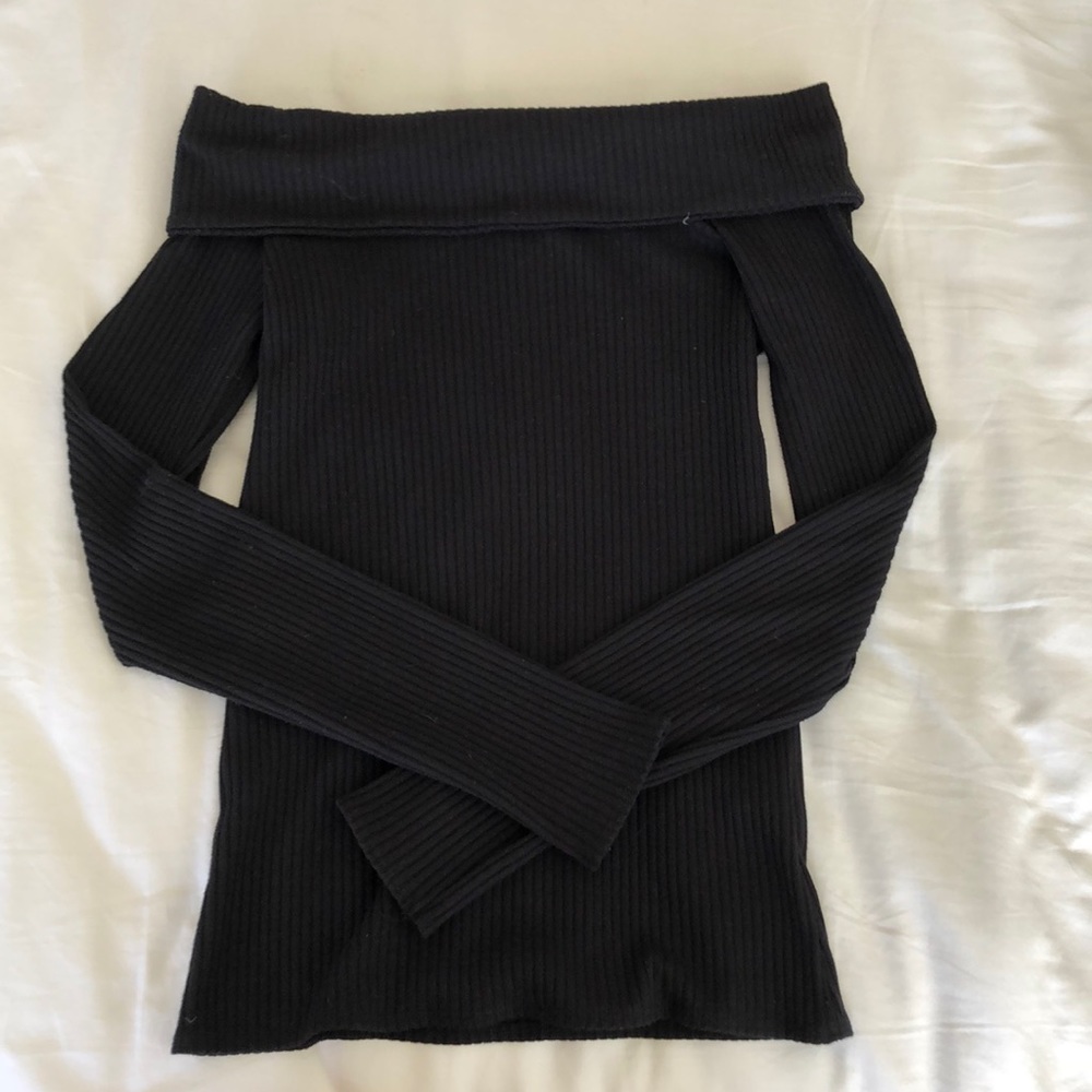 abercrombie off the shoulder ribbed long sleeve